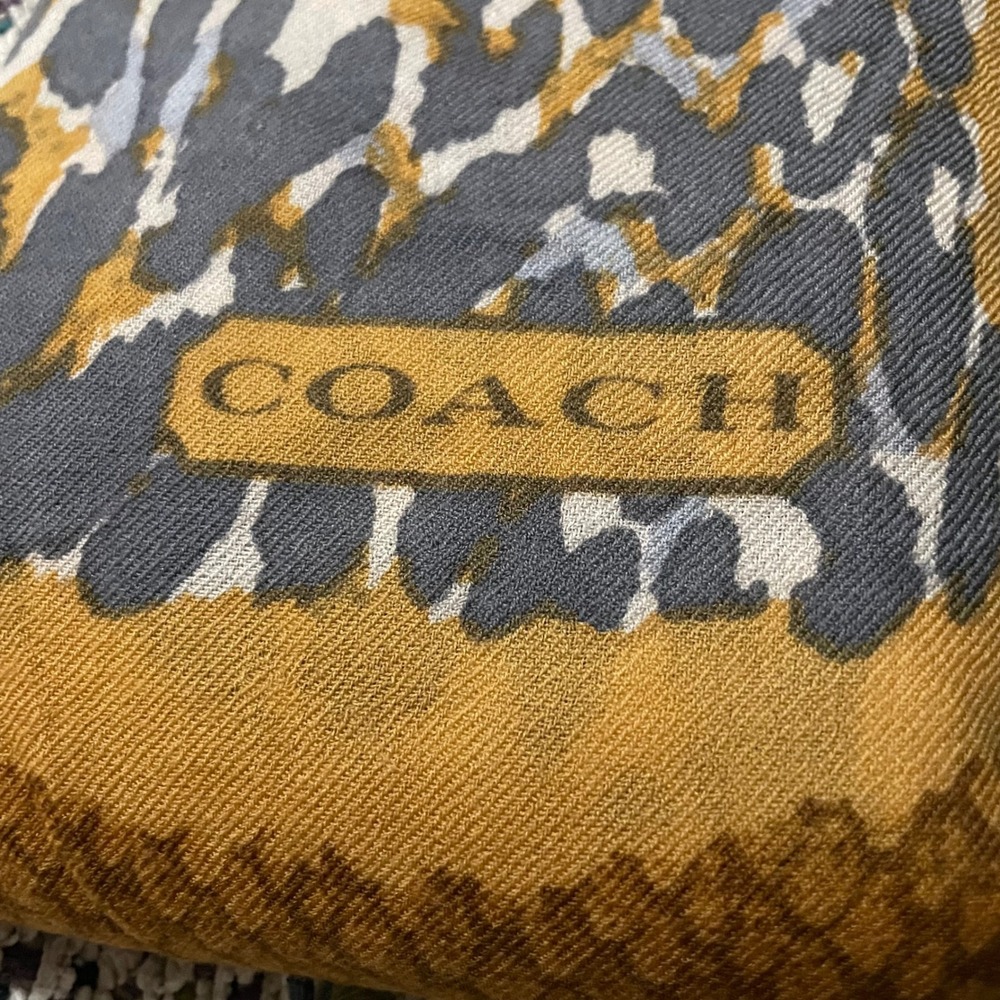 100% Wool Leopard Snakeskin Square Mustard Ocelot Animal Print Shawl Scarf‎